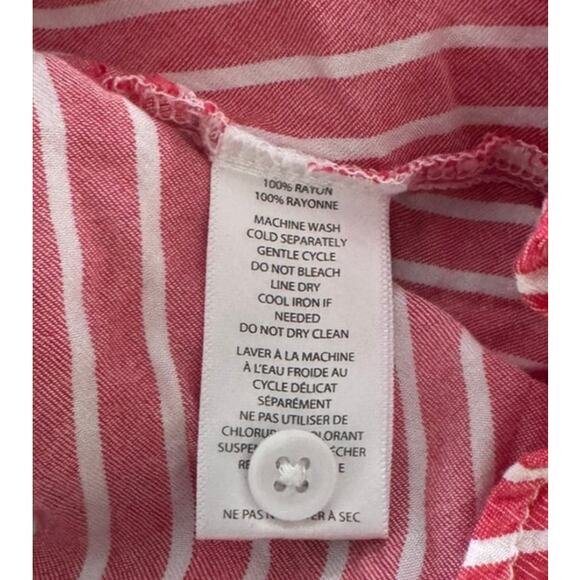 BLL beachlunchlounge Medium Pink White Stripe Button Front Shirt Rayon - Picture 5 of 6